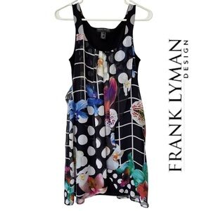 ✨Frank Lyman Polka Dot Floral Overlay Dress - Size 6